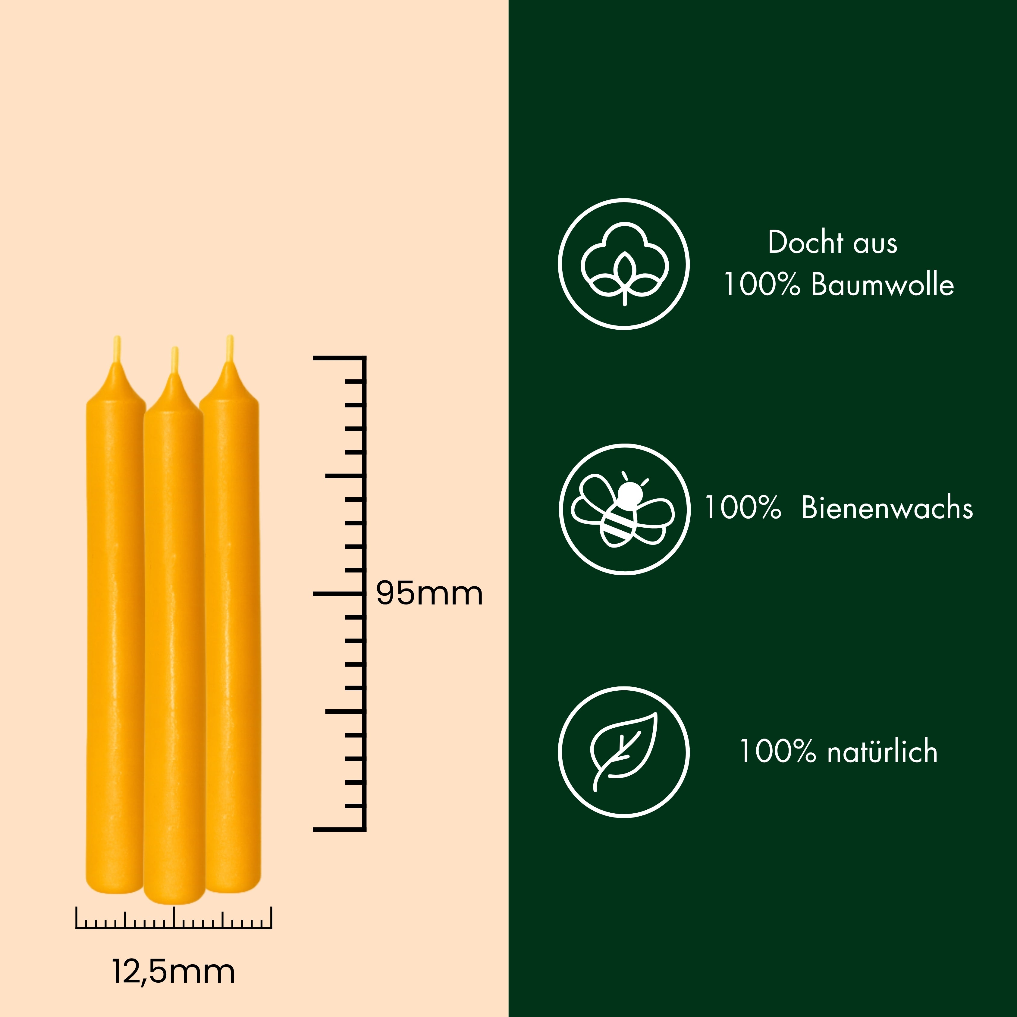 Bienenwachskerzen- Baumkerzen 9,5/1,25cm - figurasanta.de