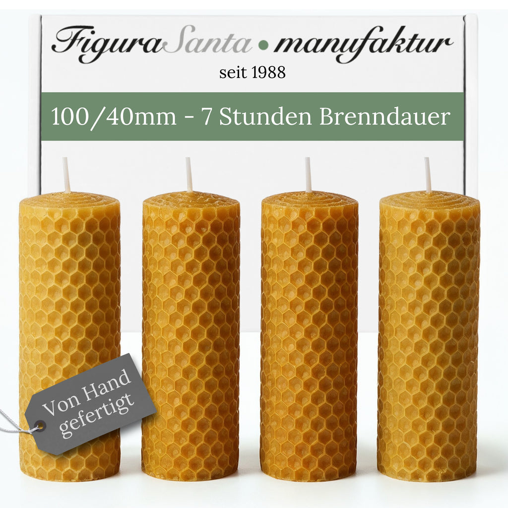 Bienenwachskerzen- Wabenkerzen 10/4cm 4er Set