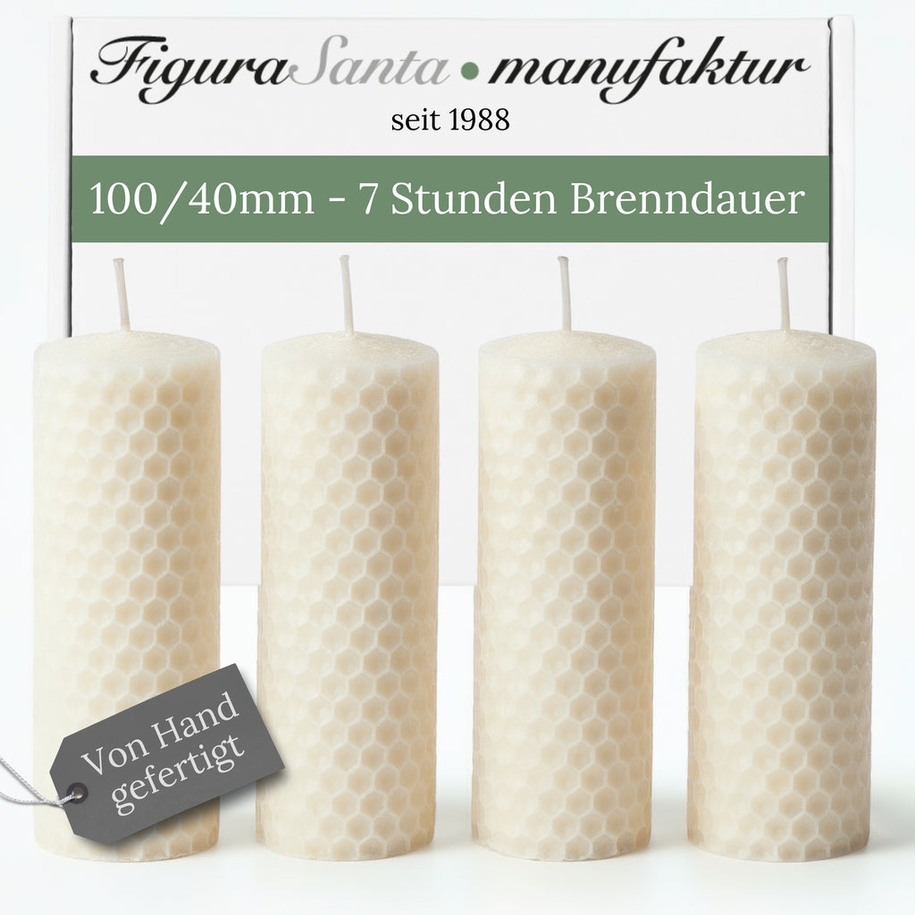 Bienenwachskerzen- Wabenkerzen 10/4cm 4er Set