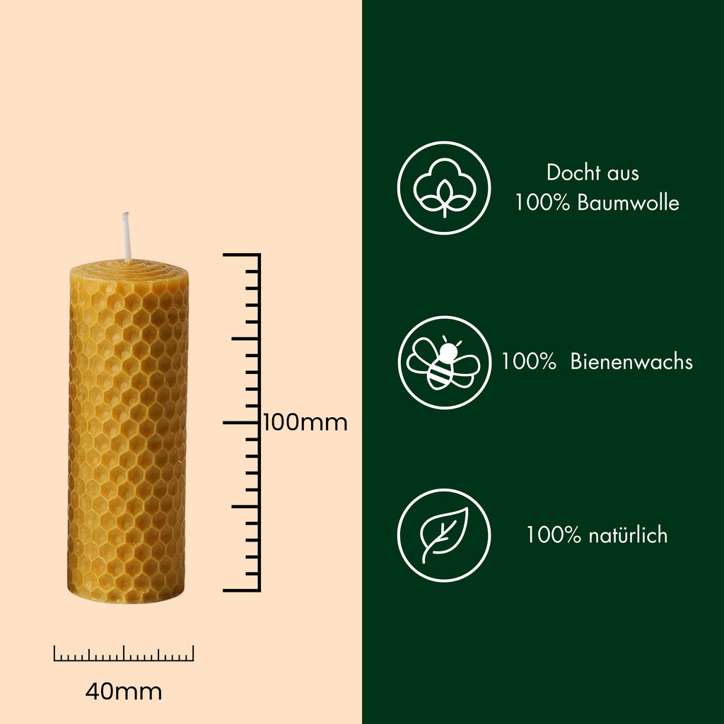 Bienenwachskerzen- Wabenkerzen 10/4cm 4er Set