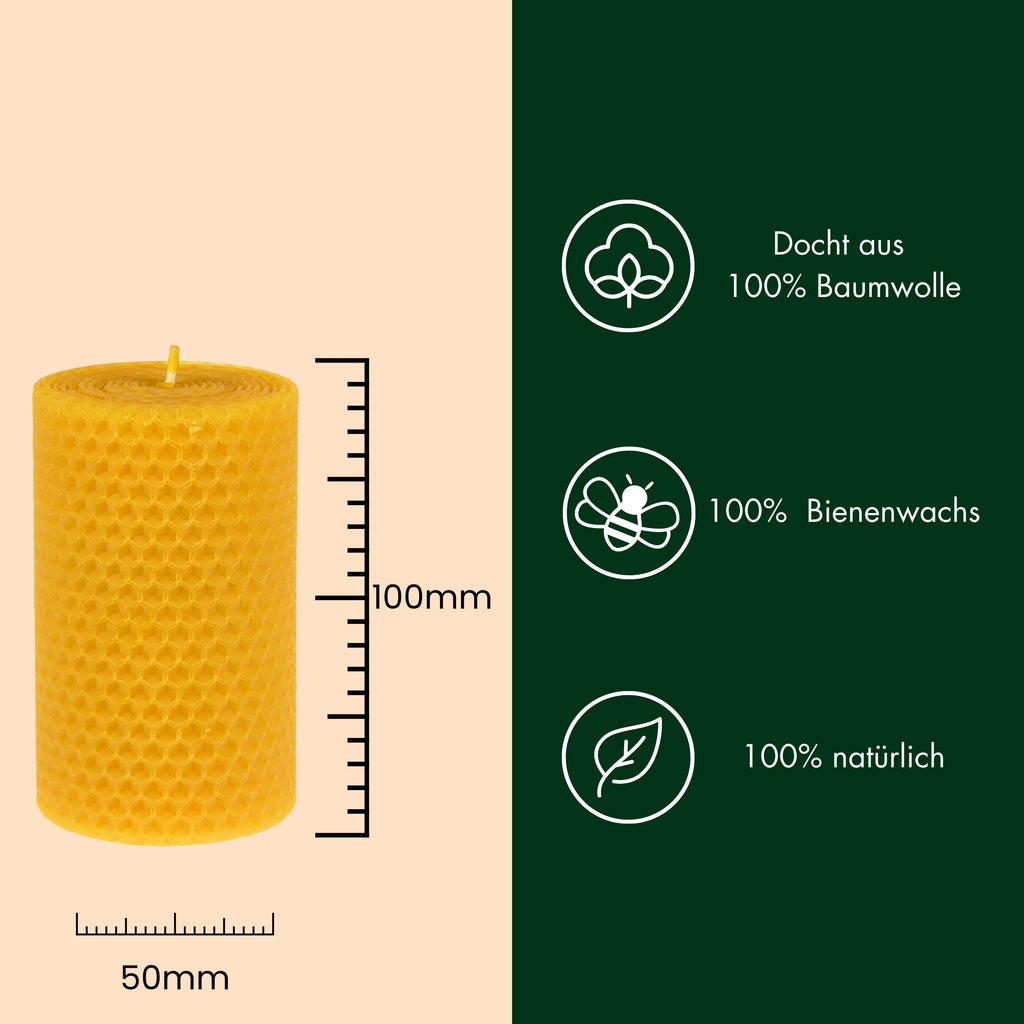 Bienenwachskerzen- Wabenkerzen 10/5cm 4er Set