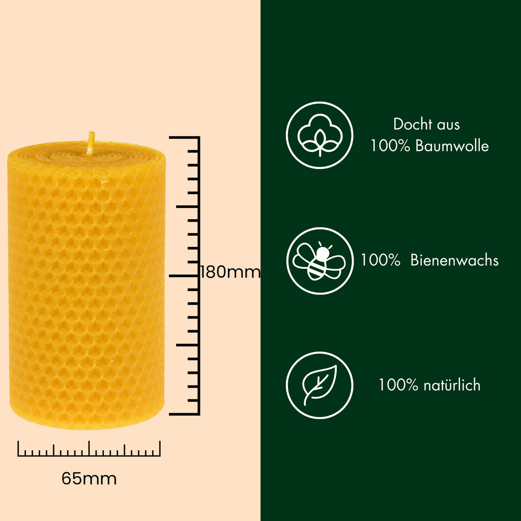 Bienenwachskerzen- Wabenkerzen 18/6,5cm 2er Set - figurasanta.de