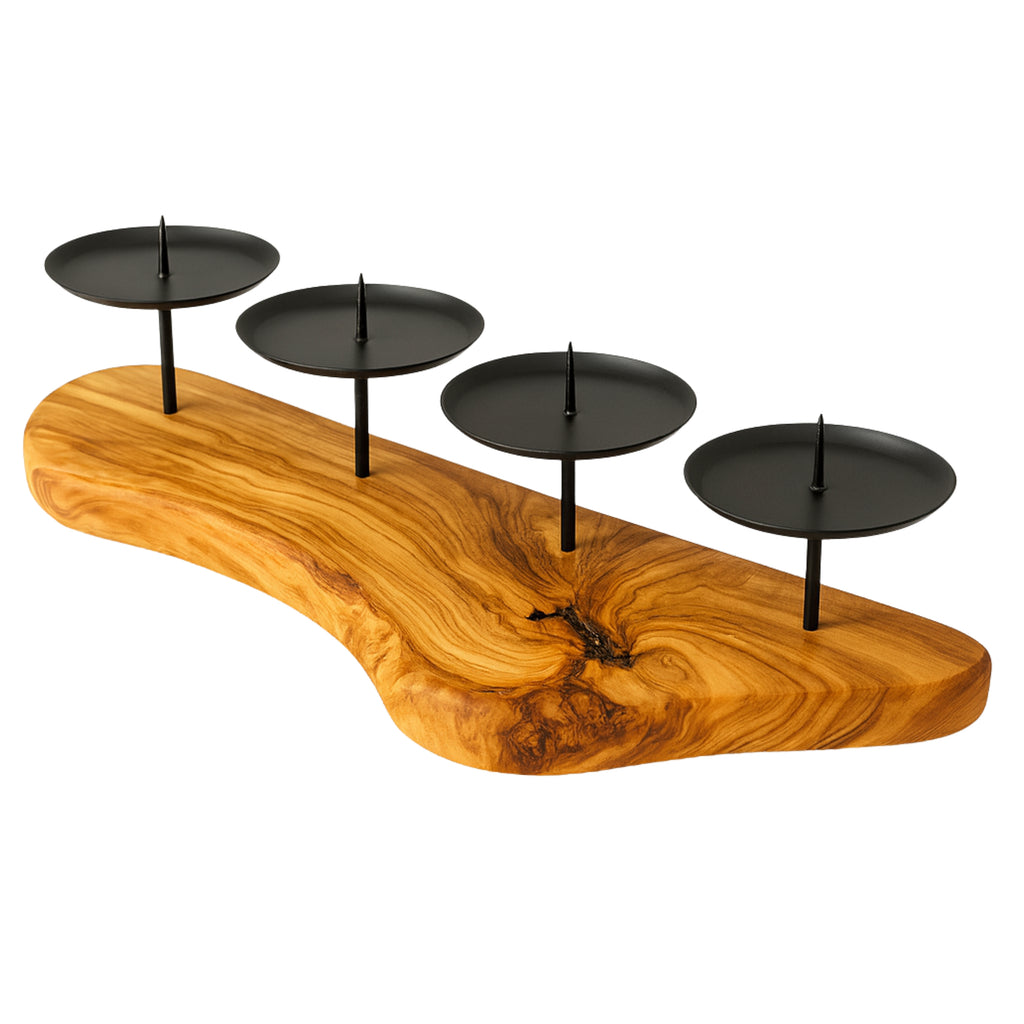 Kerzenhalter aus Olivenholz für 4 Kerzen