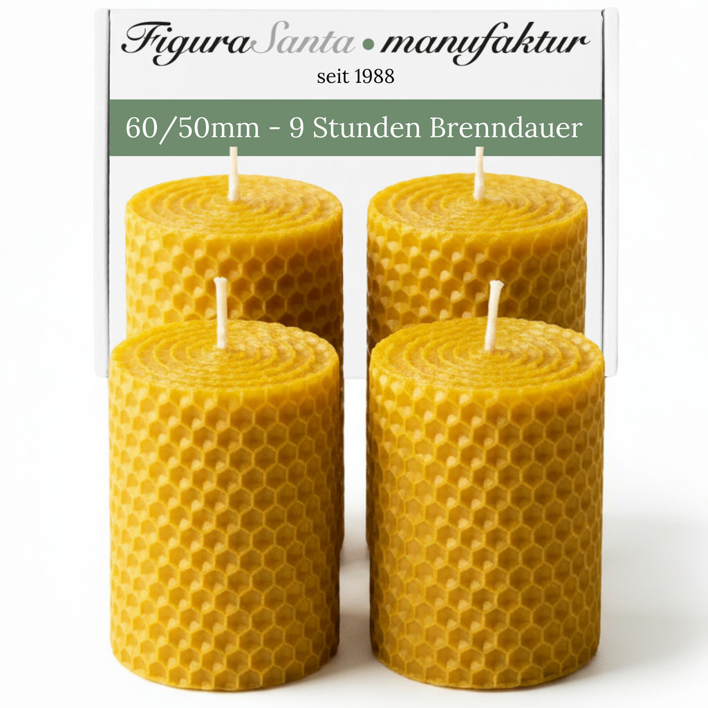 Bienenwachskerzen- Wabenkerzen 6/5cm 4er Set