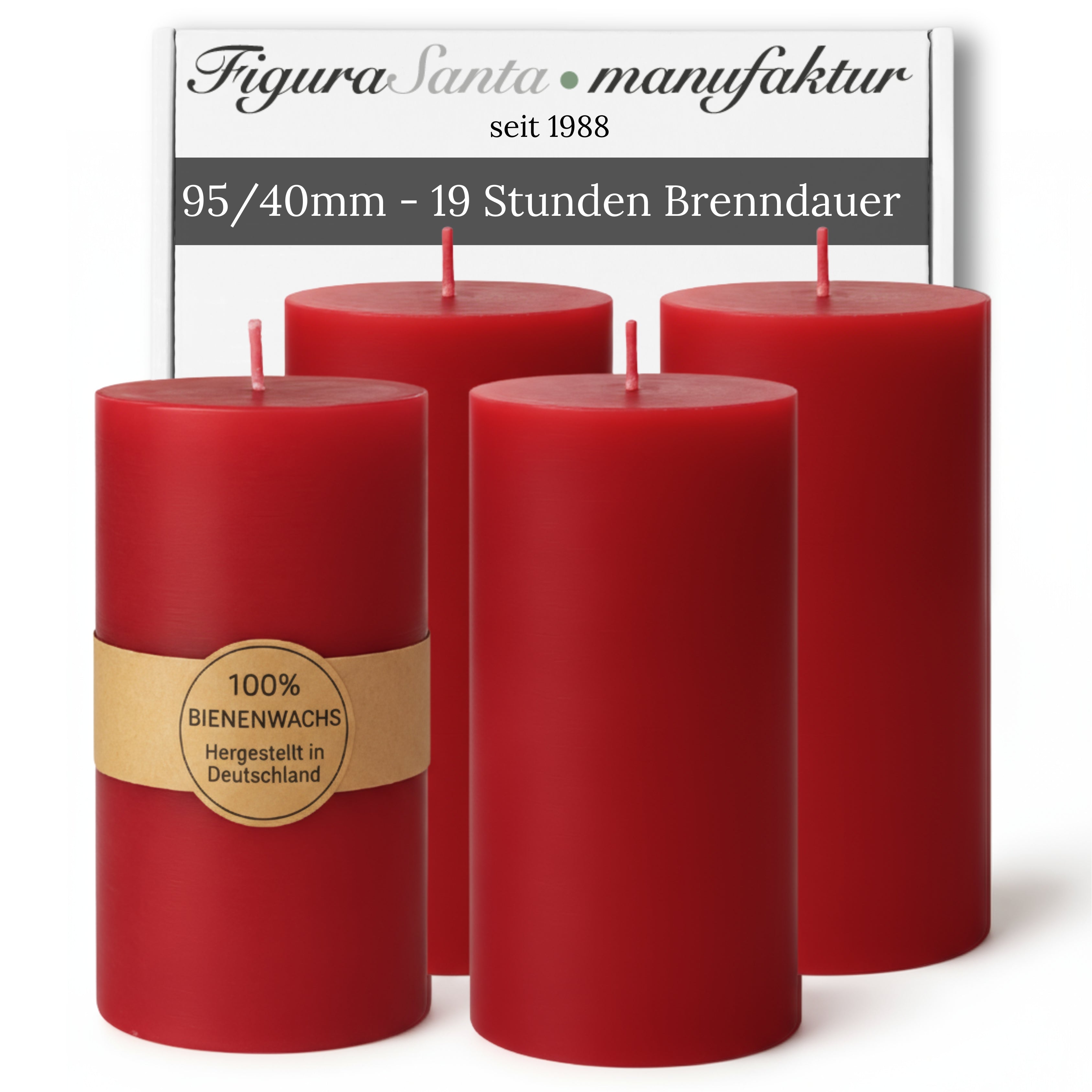 Bienenwachskerzen- Stumpenkerzen 9,5/4cm 4er Set