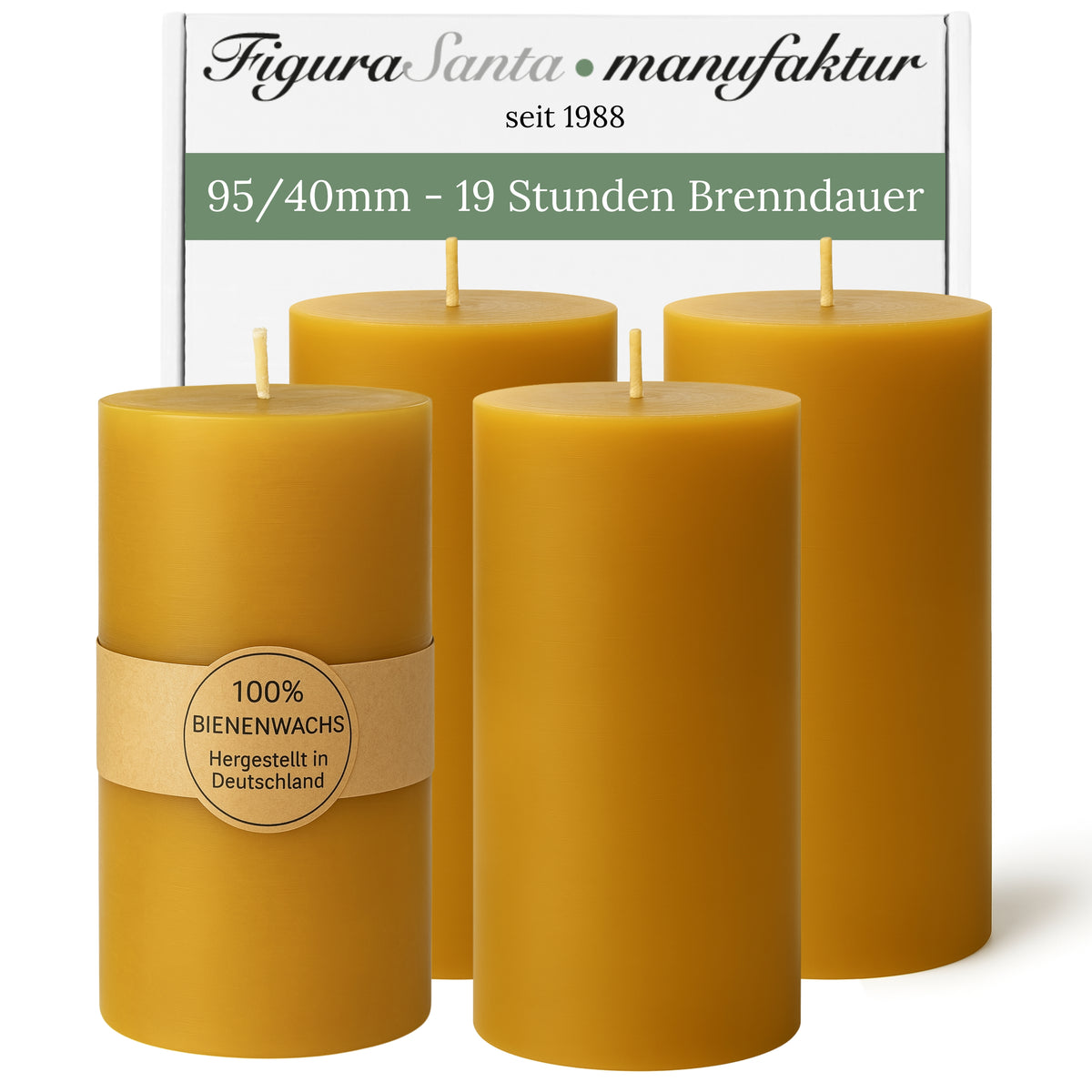 Bienenwachs- Stumpenkerzen 9,5/4 cm