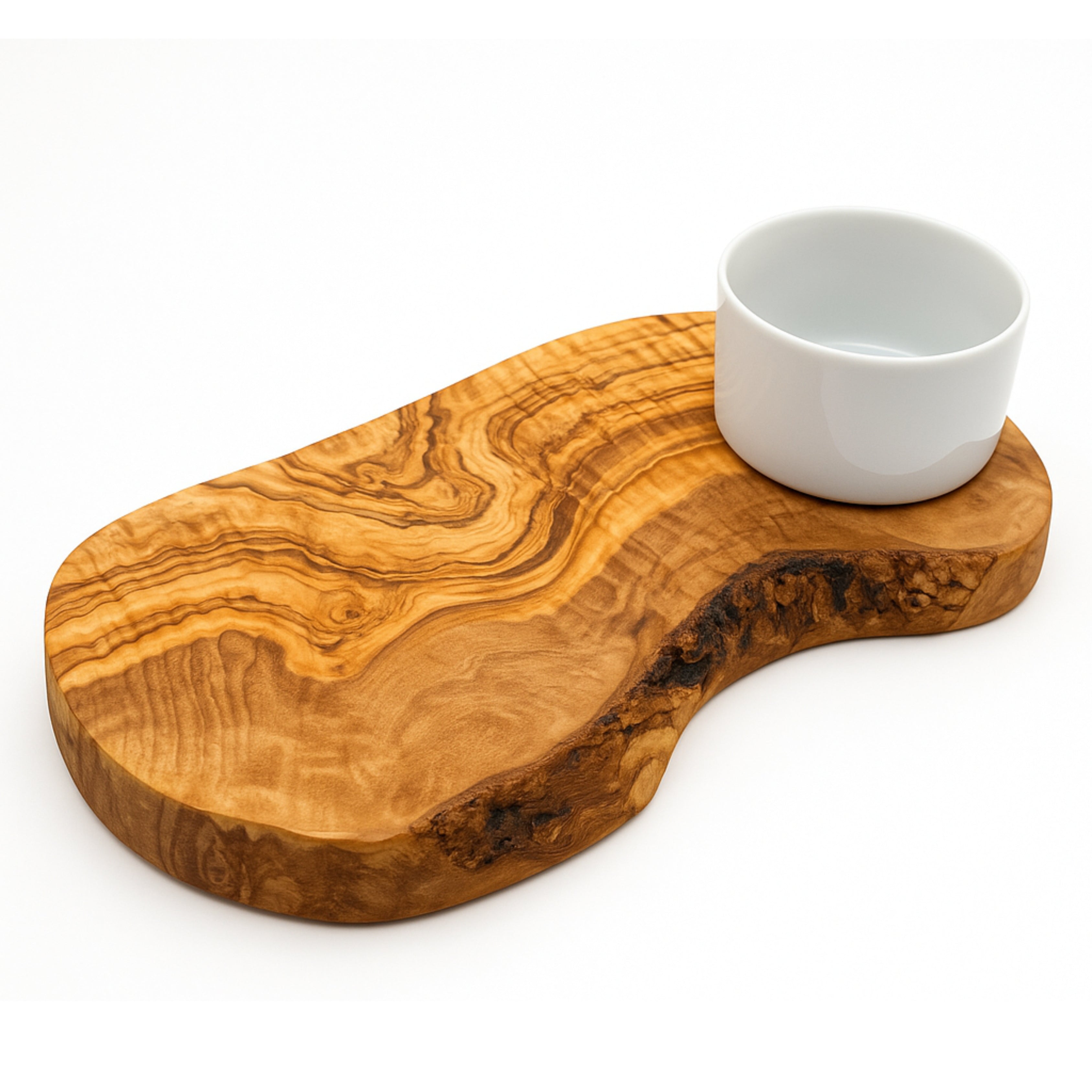 Olivenholzbrett inkl. Porzellanschale