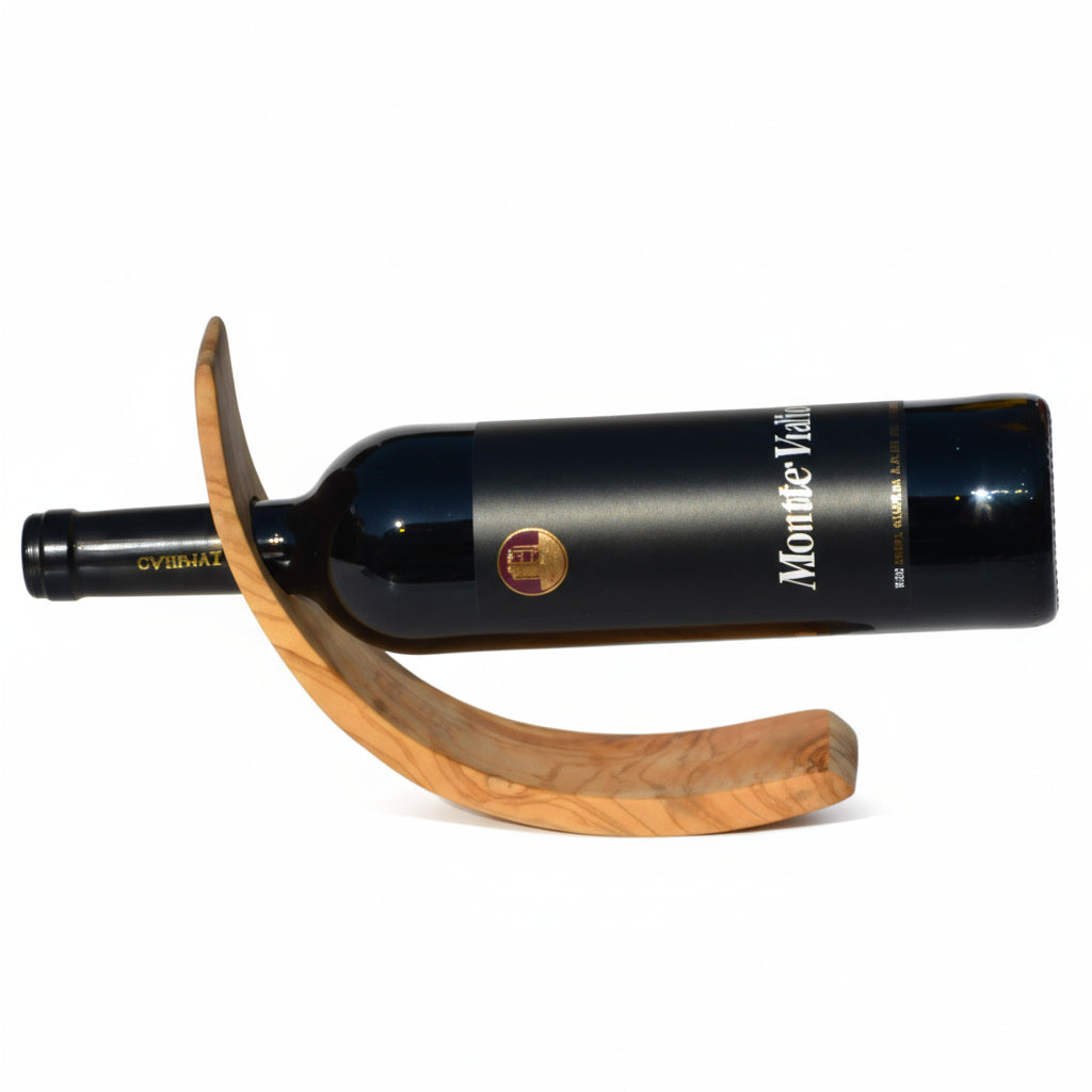 Weinhalter "Mond" aus Olivenholz