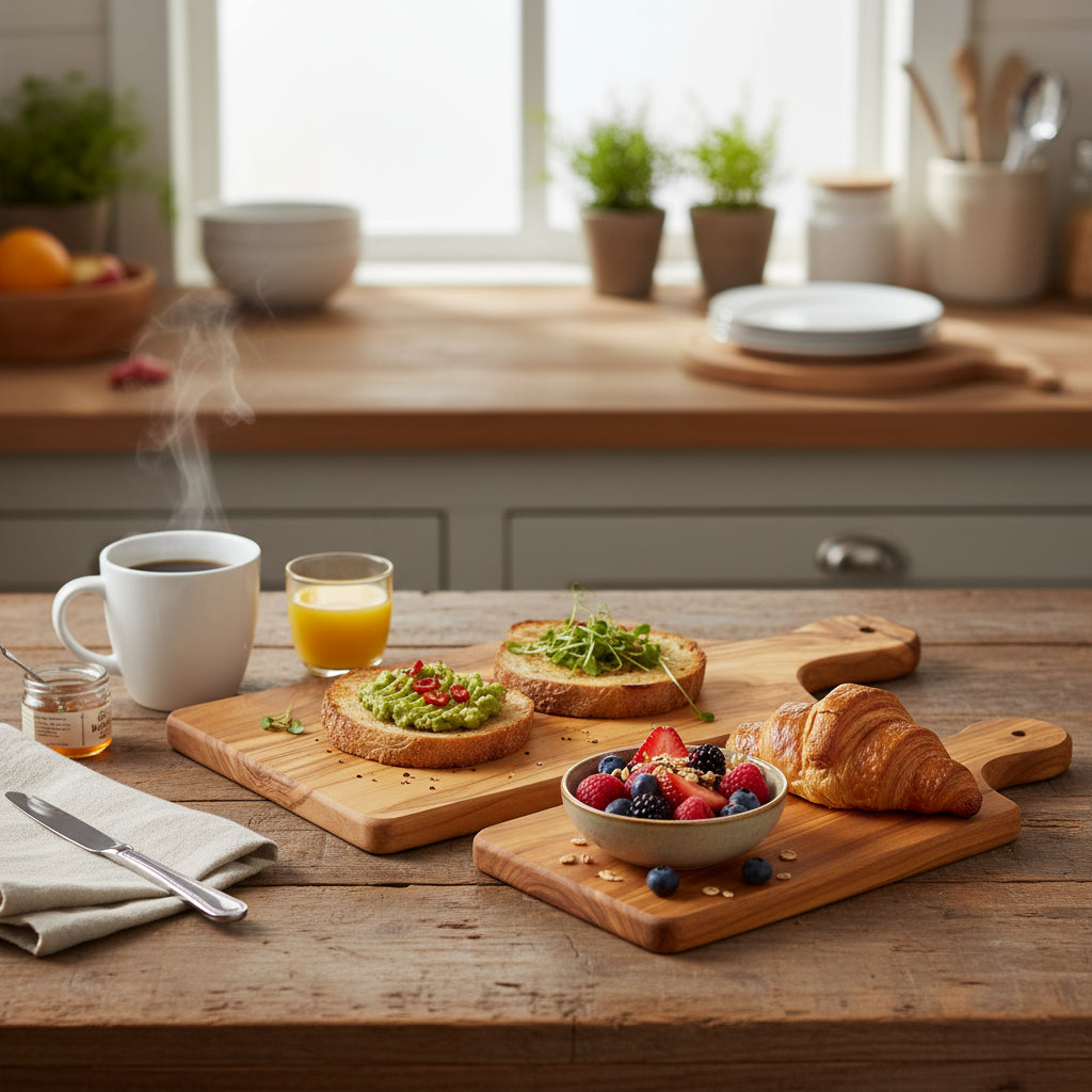 2er Set Olivenholzbretter mit Griff (23cm & 30cm)