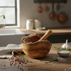 Mörser aus Olivenholz mit Stößel (Ø 12 cm)