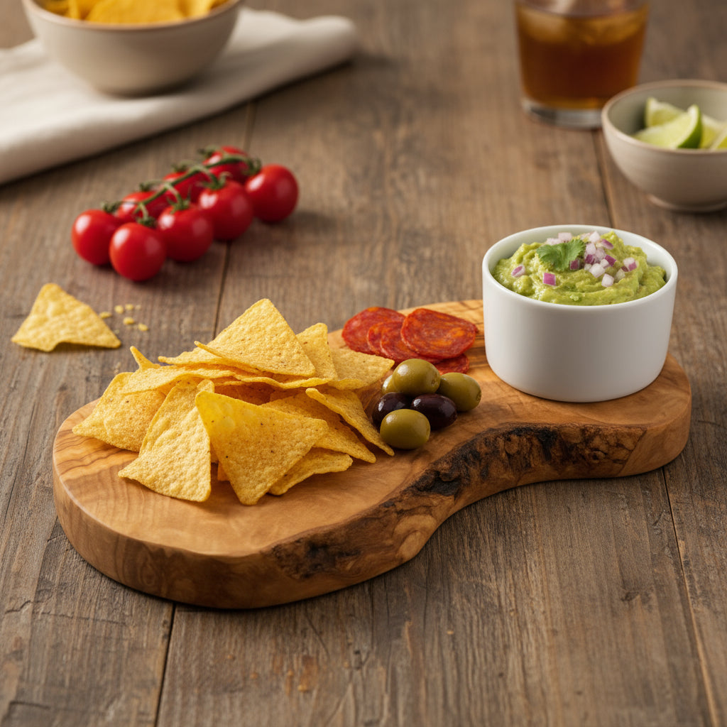 Olivenholzbrett inkl. Porzellanschale