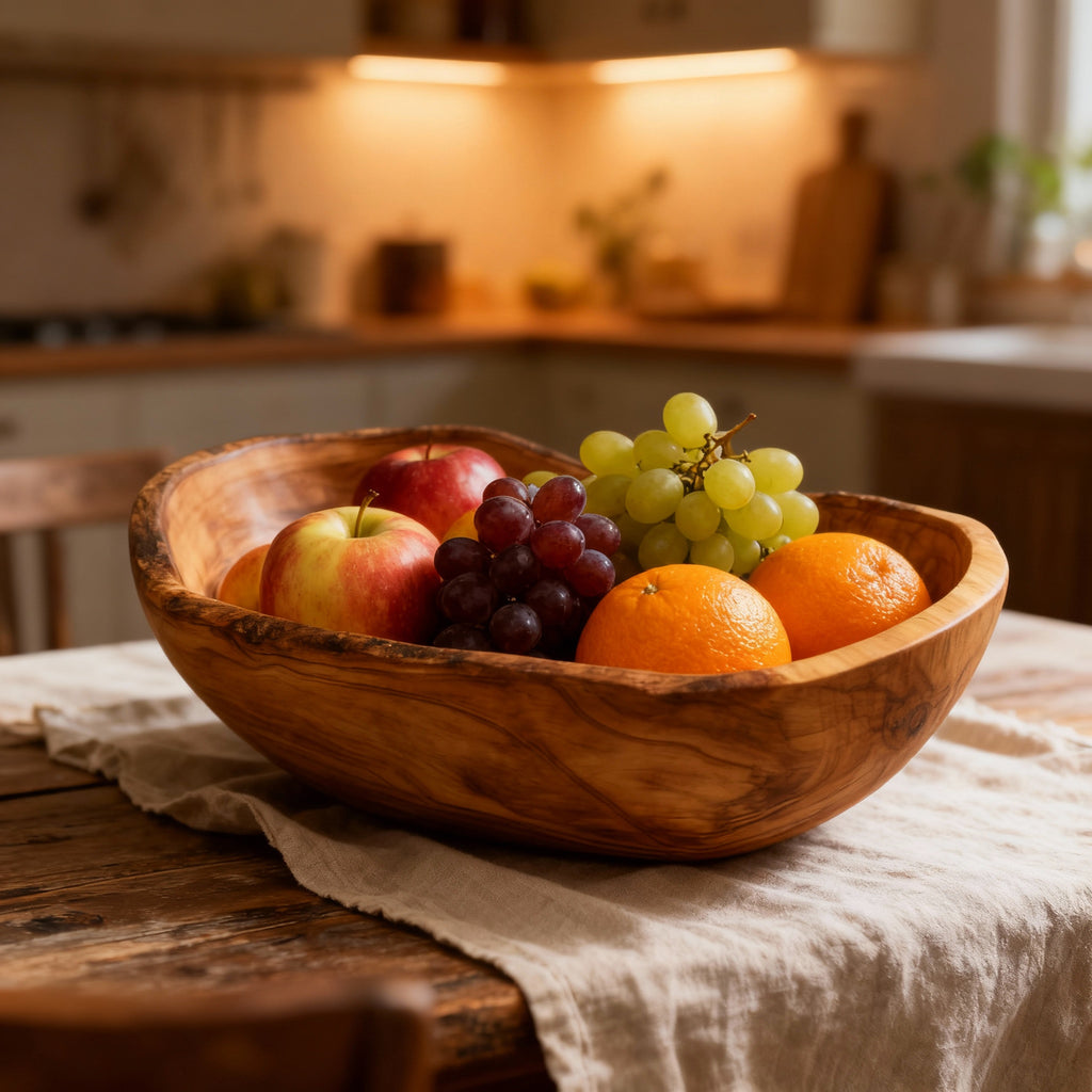 Olivenholz Obstschale rustikal
